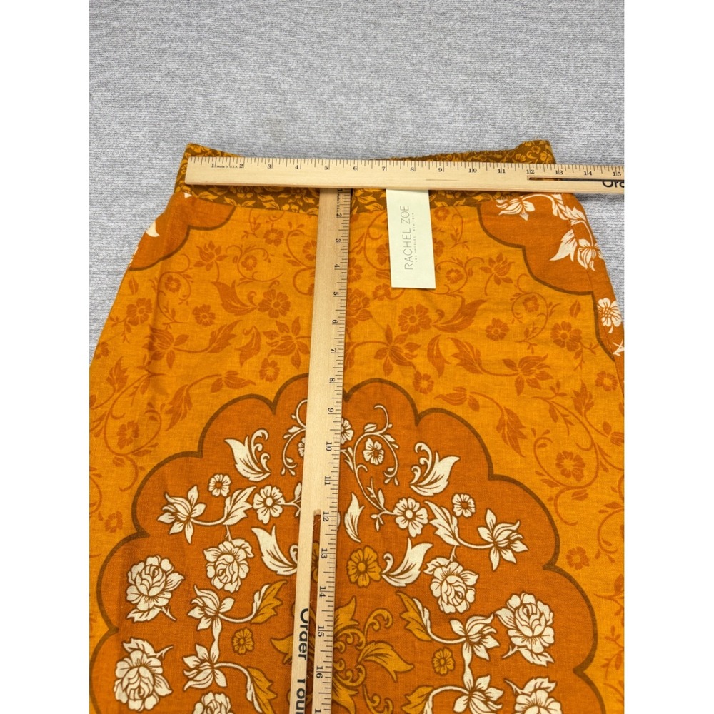 Rachel Zoe | Mustard Orange Floral Medallion Linen Blend Maxi Skirt | Small - Picture 9 of 16